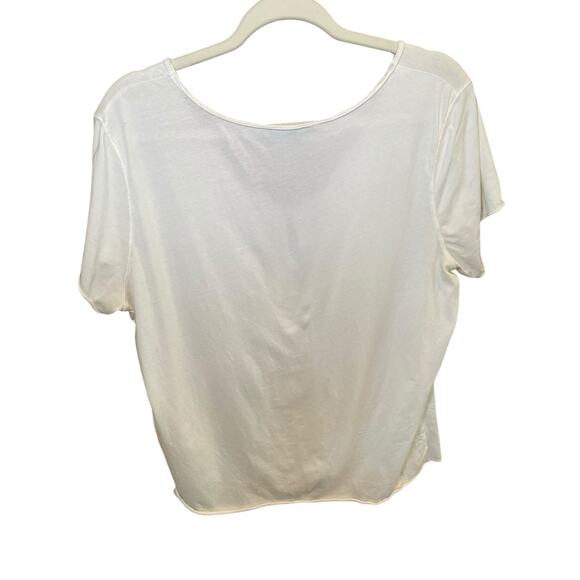ALLSAINTS Women Large Emelyn V-Neck Tonic T-Shirt -‎ Chalk White Cotton Raw Hem - Picture 9 of 12